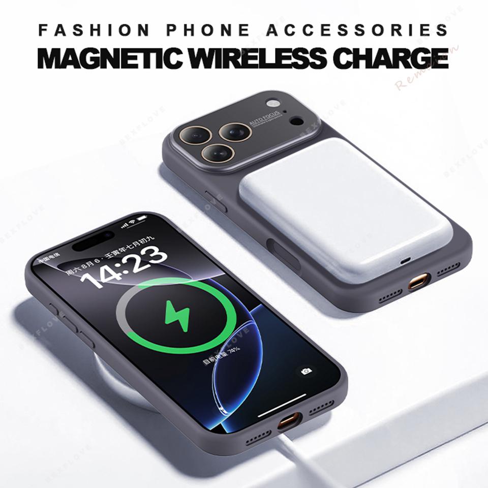 Big Window Magnetic Phone Case for For Iphone 17 Air 16 1 13 14 Pro Max Liquid Silicone Shockproof Protector Cover
