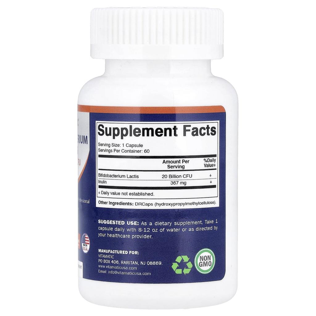 Vitamatic, Bifidobacterium Lactis, DRcaps® Hypromellose Capsules, 60 Capsules