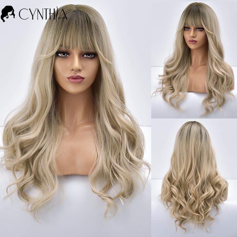 Purple Body Wave Synthetic Wigs For Women Long Ombre Cosplay Party Colorful Wig Natural Hair Heat Resistant Pelucas De Mujer