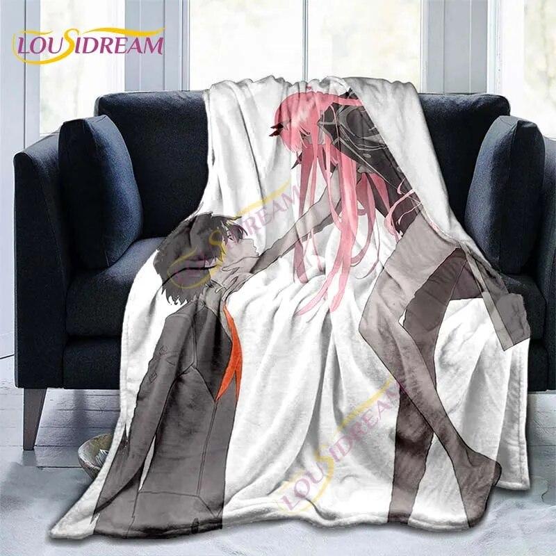 Anime DARLING In The FRANXX Deky Strelizia Deka Flanel ZERO TWO Throw Deka na pohovku Cestovní deky pro dospělé