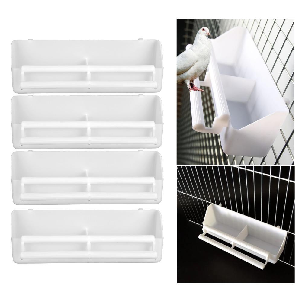 4 Pcs 2 in 1 Design Bird Feeder Hanging Type Non-Toxic Material Bird Food Container Durable Rest Frame Included Cage Accessories