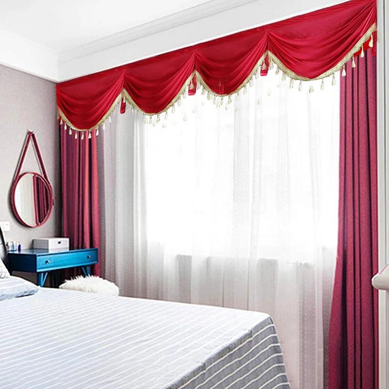 1M Detachable Curtain Ice Silk Swag for Wedding Party Stage Background Veil Home Curtain Decoration Cloth Wave Curtain Tassel