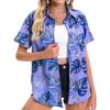 2026 Damenmode Neuankunft Kurzarm Hemdkragen Hemd Tropische Pflanze 3D Bedrucktes Hemd Hawaiianischer Urlaub Outdoor Freizeit Oberteil