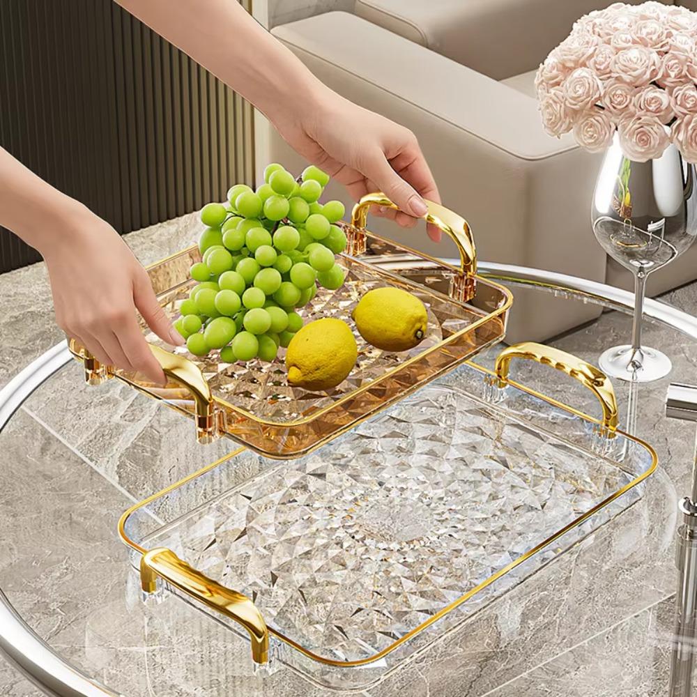 Rectangular Snack Serving Plate Rhomboid Pattern Tea Tray Durable Kitchen Storage Tray Living Room
