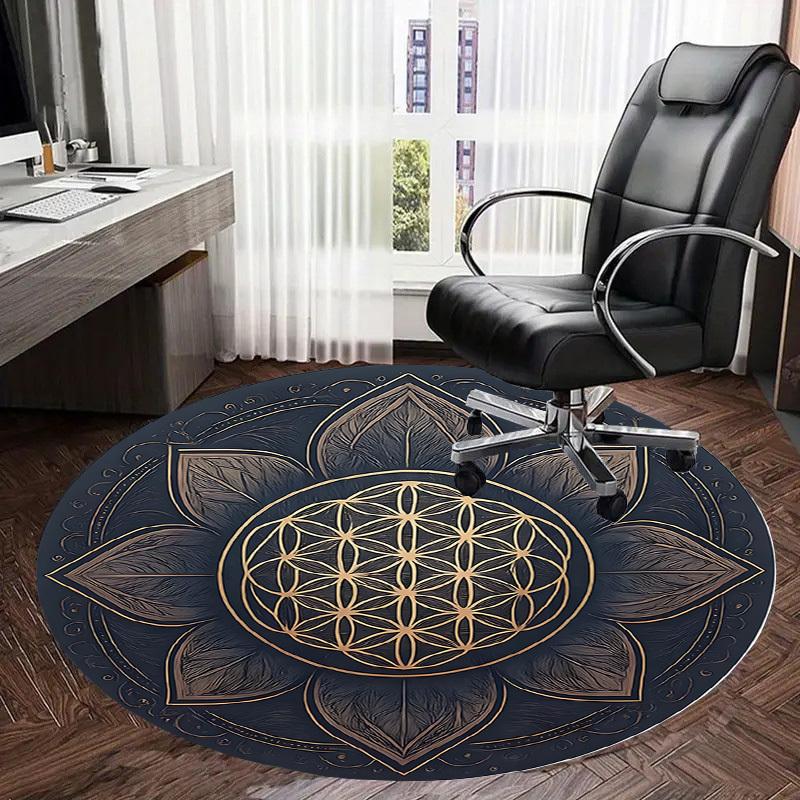 1pc Office Carpet Chair Mats Sacred Geometry Lotus Mandala Perfect for Decorating Office Chairs, Living Rooms, Or Bedrooms
