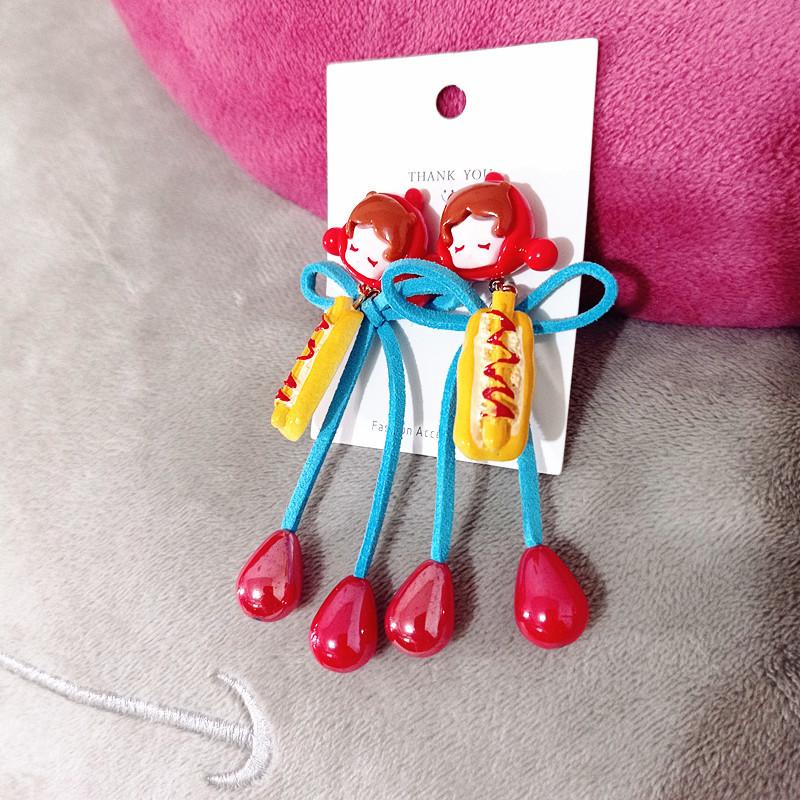 925 Silver Strawberry Bear Jelly Resin Cartoon Earrings for Women