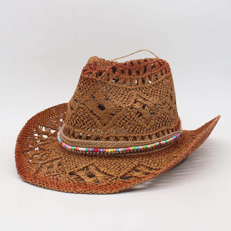 Travel Shade Casual Versatile Beach Spring And Summer Retro Colored Stone Denim Straw Hat Men'S And Women'S Hats