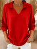 European & American Loose V-Neck Lapel Knit Sweater - Women's Solid Color Pullover for Spring and Autumn