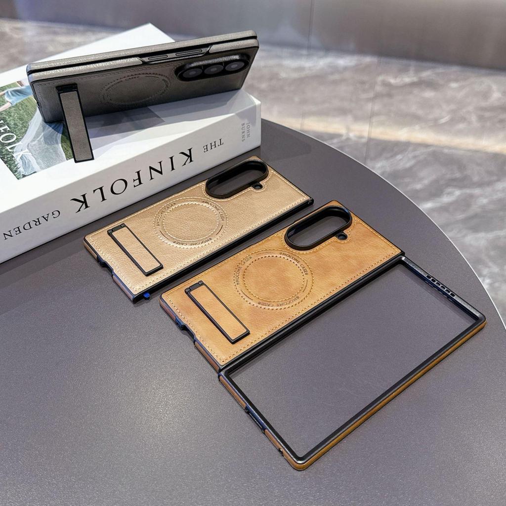 Crystal Shield Leather Magnetic Stand Case for Samsung Z Fold7 - Full Coverage, Drop-Proof Protection