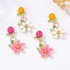 DIGADAGU Metal Peach Flower Dangle Earrings New Simple Elegant Earrings Women Daily Zircon Accessories