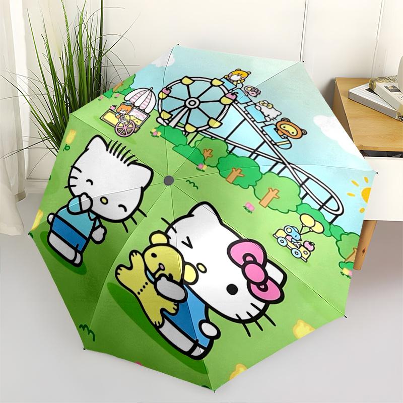 1pc Hello Kitty Automatic Opening/Closing Umbrella with Portable Tri-Fold Design, 8-Bone Iron Frame, Outdoor Umbrella, Ideal Gift for Fans, Travelers,