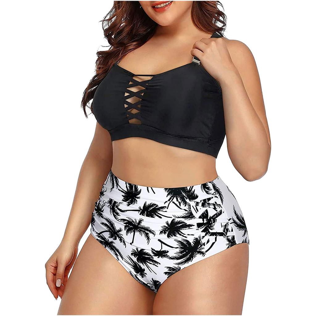 Costum de baie pentru femei de mărime mare Costum de baie imprimat la modă de vară Bikini Sexy cu scobitură Tankini Bikini Costum de baie din două piese Îmbrăcăminte de plajă