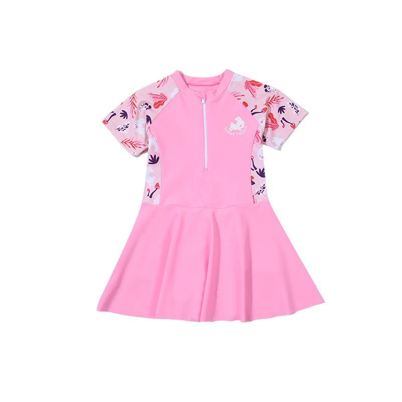 

Детский купальник, цельный купальник для девочек, быстросохнущий купальник для девочек, тренировочный купальник L(15-18kg) темно-розовый