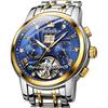 OUPINKE Men's Luxury Automatic Mechanical Watch Blue Dial Sapphire Diamond Waterproof Tungsten Steel Generic Watch