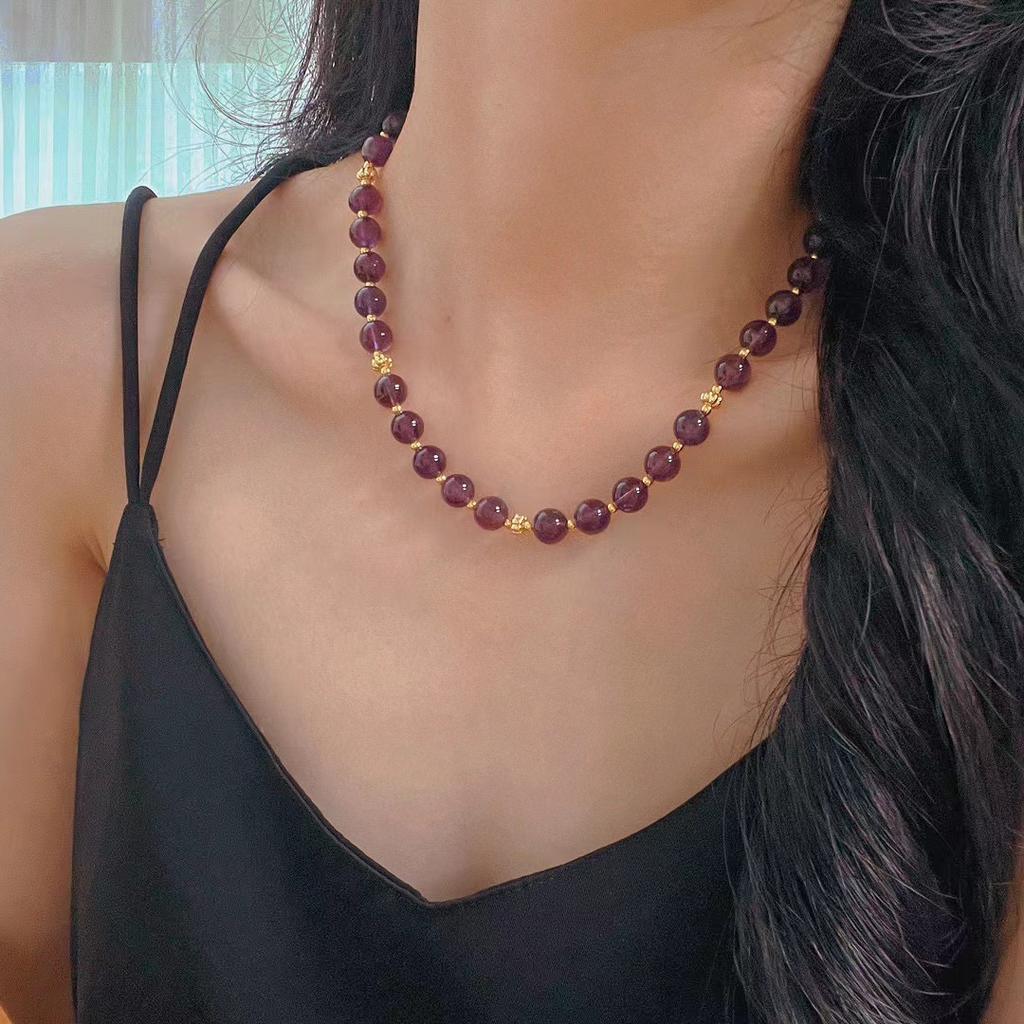 Vintage Natural High-Quality Amethyst Necklace Collarbone Chain Design Atmosphere Neck Chain