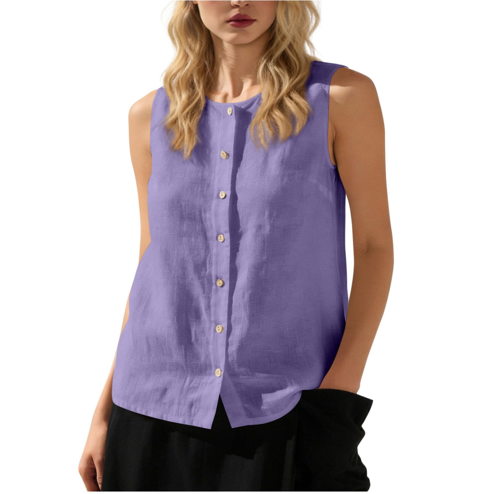 

Women s Fashion Casual Tank Top Sleeveless Blouse Lightweight Summer Vest Soft Fabric Comfortable Fit Suitable for Daily Wear XL фіолетовий