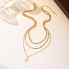 Gold Plated 3 Layered Necklace For Women Dainty Square Pendant Zircon Choker Necklaces Stackable Layering Chain Jewelry Gift