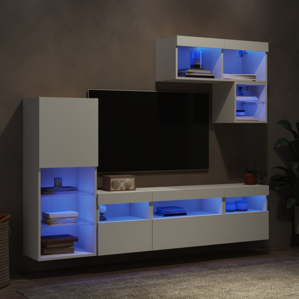 Vidaxl 6-Piece LED TV Furniture Set, White