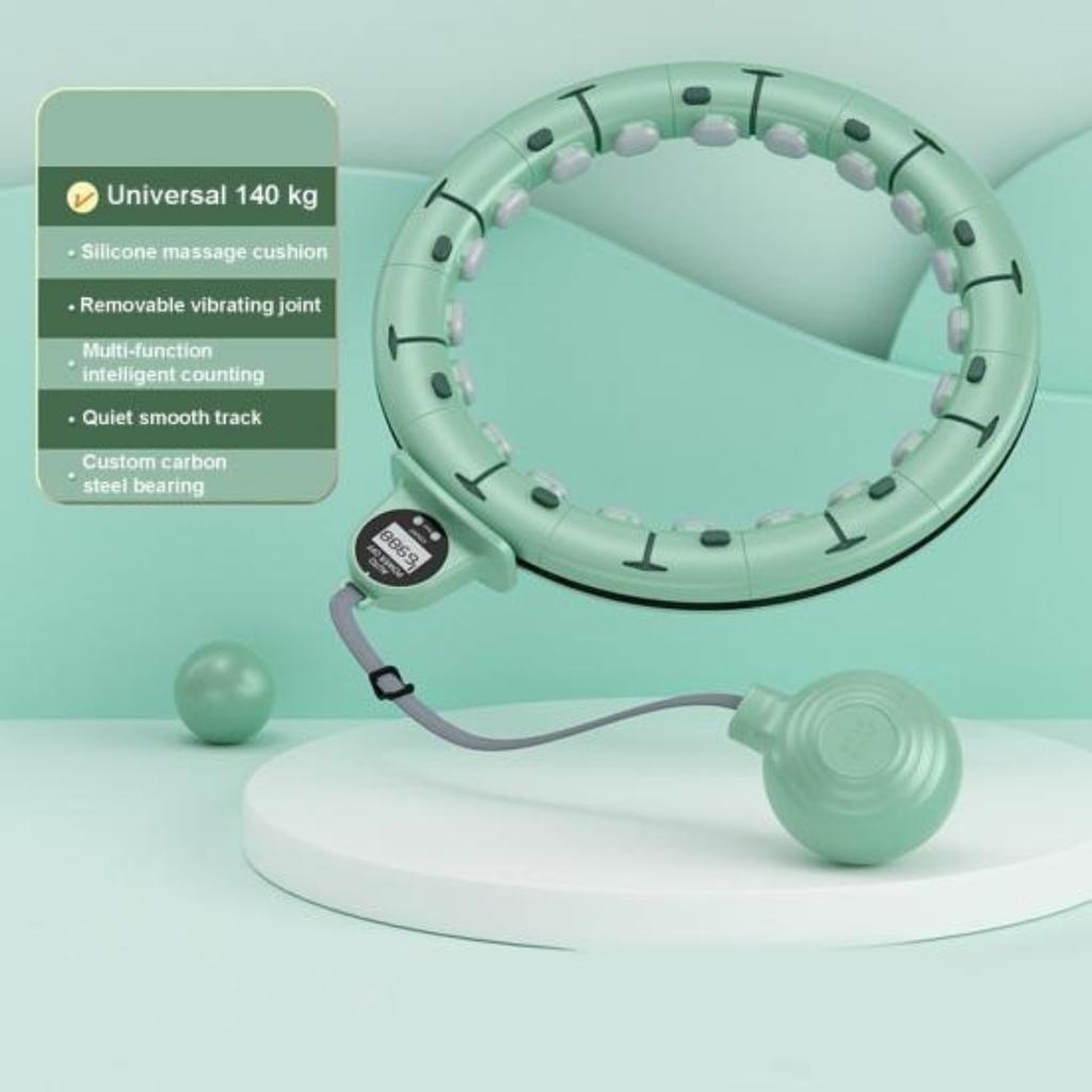 Gewichteter Infinity Smart Fitness-Reifen, 24 abnehmbare Knoten, Gewichts-Reifen mit Zähler, Gewichtsverlust-Reifen für Frauen, 2-in-1-Bauch-Fitness-Message-Ausrüstung