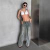 2026 Retro Rivet Lace-Up Mid-Waist Slim Straight Sexy Hot Girl Jeans for Women