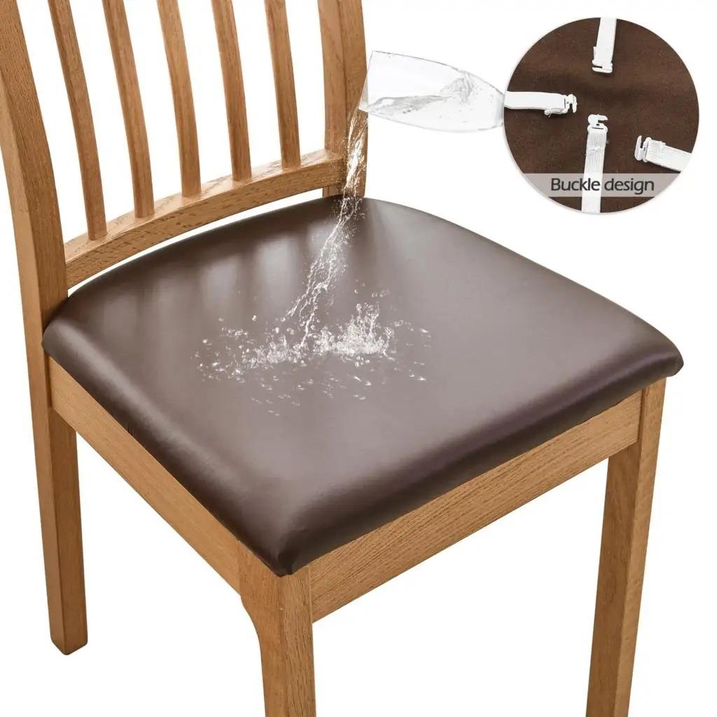 PU Waterproof Chair Cushion Cover For Kitchen Dining Room Leather Seat Cover Dining Room Chair Seat Cushion Cover