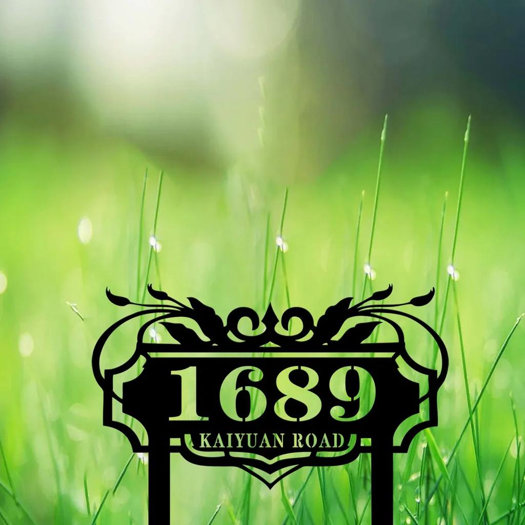 Personalized Metal Address Sign, Custom Garden Number Stake for Front Porch Lawn Decor