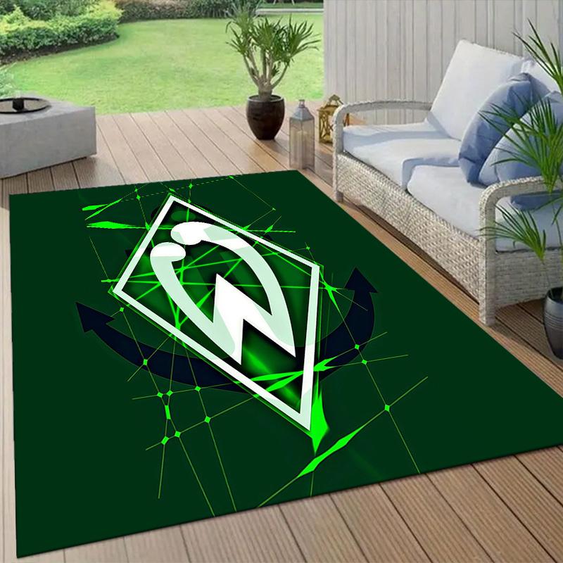 Werder Bremen Flanellmuster Quadratischer Teppich, Läufer, Teppich für Wohnzimmer Schlafzimmer Sofa Spielzimmer Dekor, Rutschfeste Fußmatte