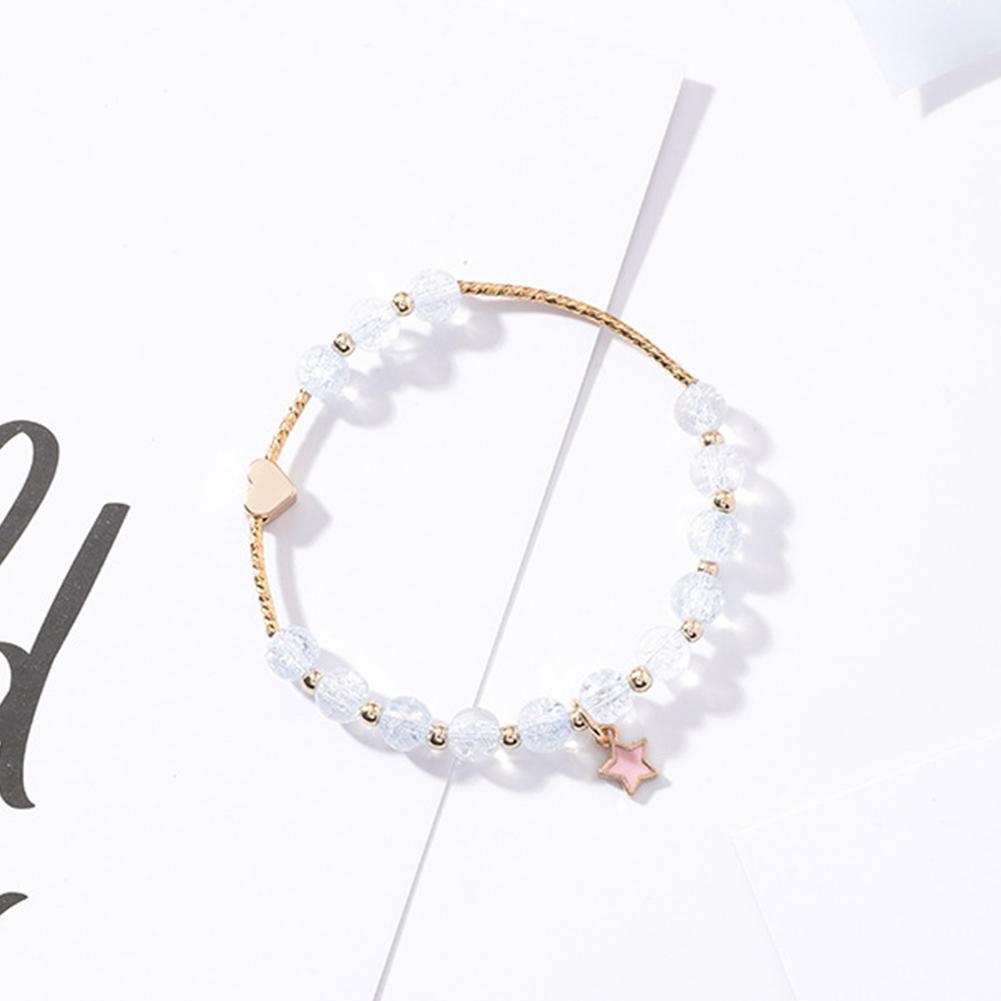 

Woman Simple Stylish Sweet Delicate Love Shape Star Elastic Bracelet light blue #1