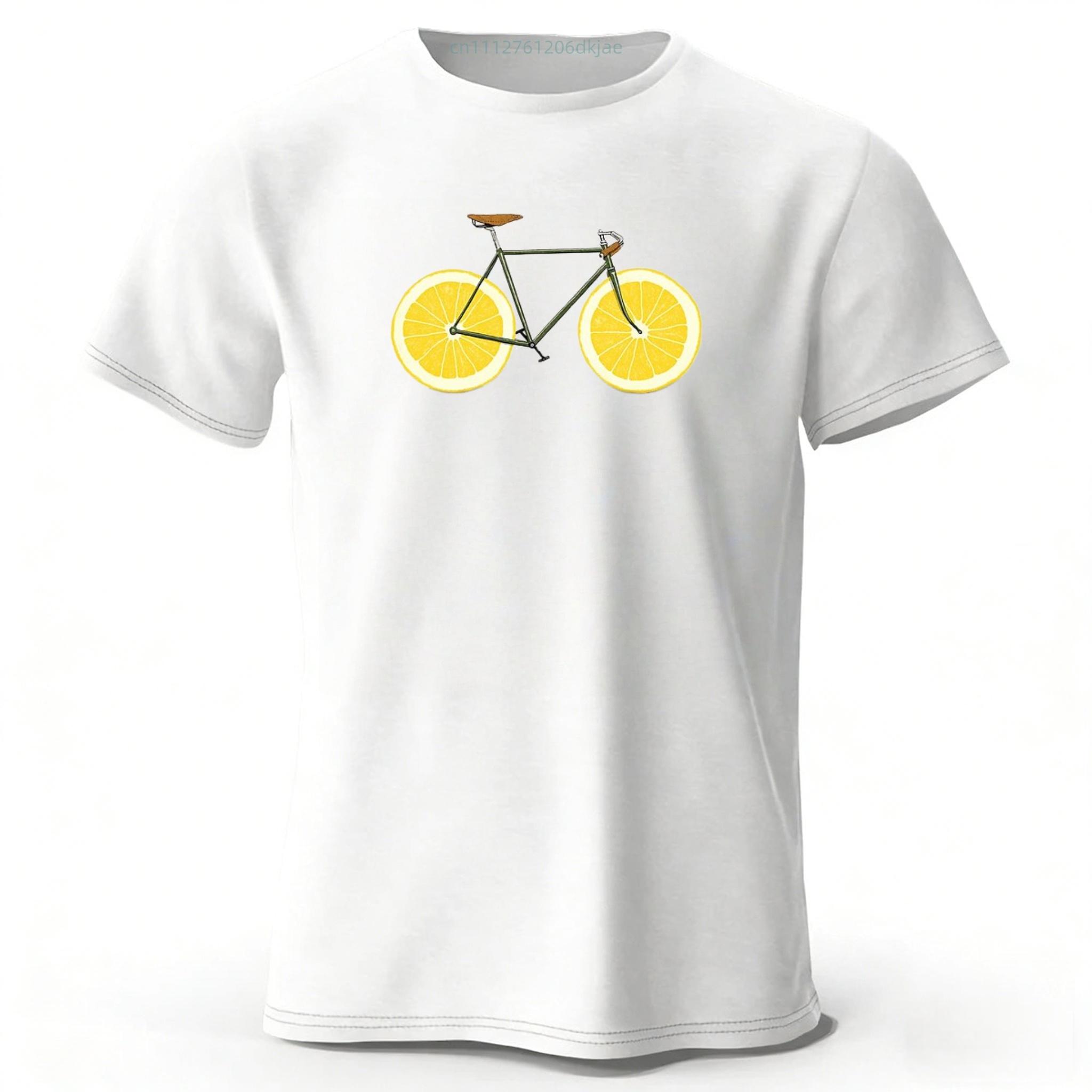 ZheXiong TEE Zomer Nieuw Fris Citroen Fiets Pure Katoen T-shirt 2026 Heren Vrije Tijd en Entertainment Bedrukt T-shirt Groot Los Sport Top L