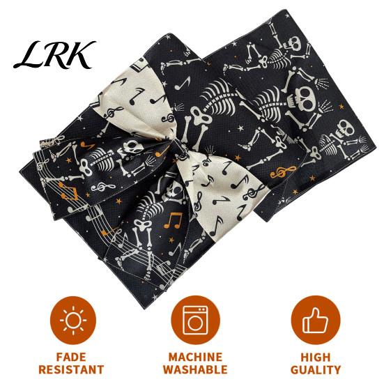 Entrance Cabinet Table Runner Halloween with Bow, Ghost Mushroom Pumpkin Skeleton Print Runner, 13 Party Supplies x 70 Inch Spooky Kitchen Dining