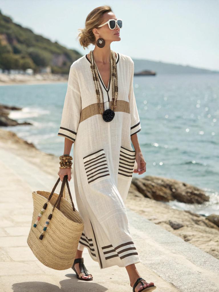 Women's Long Sleeve Boho Print Maxi Shirt Dress