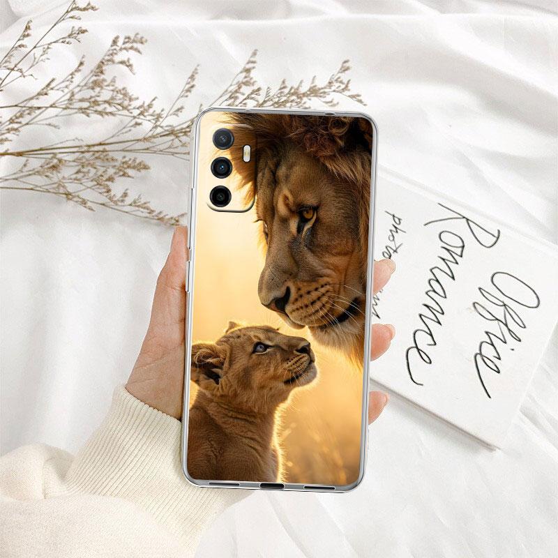 Tier Tiger Löwe Transparente Handyhülle für Samsung Galaxy A04 A04S A14 A23 A34 A54 M23 M33 M52 M53