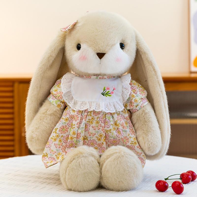 Plush Bunny Toy With Floral Dress For Kids Gift And Collectors
