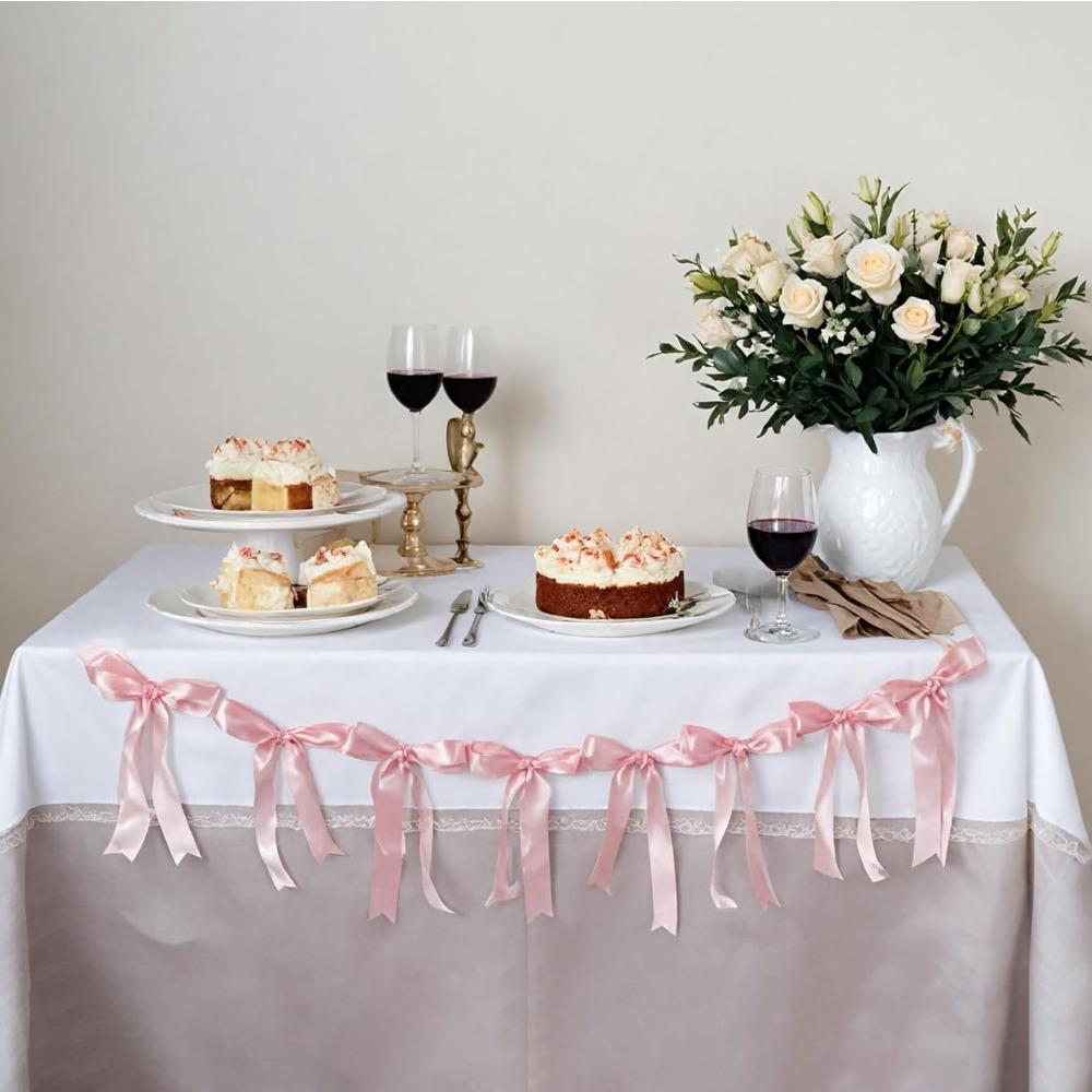 5 Stück Schleifengirlanden Deko für Junggesellinnenabschied Dekorationen Satinband Coquette Tisch Geburtstagsfeier Girlande Schleifdeko Banner Schleifengirlandenbanner