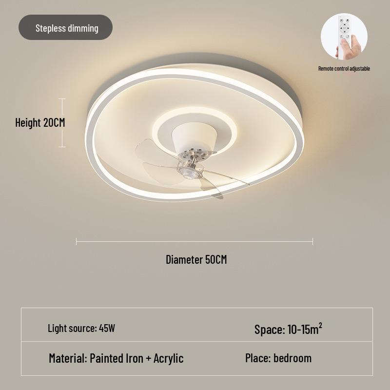 360° Rotatable Silent Minimalist Ceiling Light with Fan for Bedroom and Study