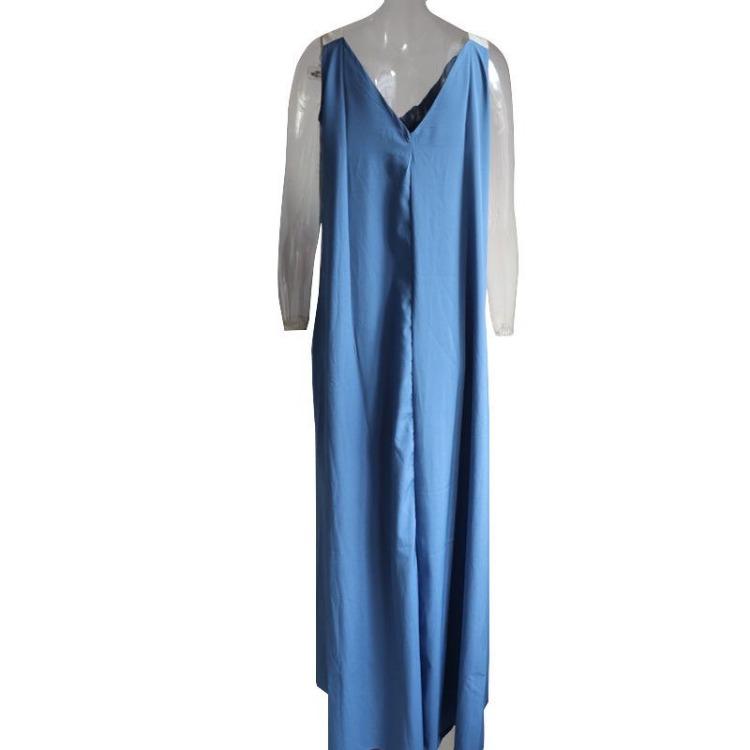 Bohemian Maxi Dress Orange V Neck 2025 Summer Large Size Suspender Style