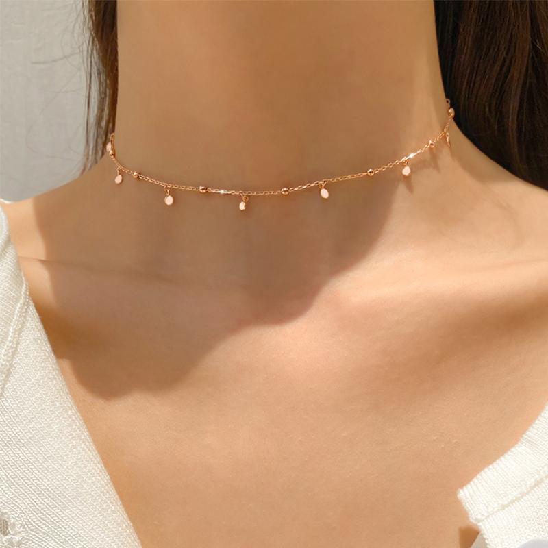 Choker Necklaces for Women Real 925 Silver Geometric Irregular Round Necklaces Clavicle Chain Cute Jewelry Accessories