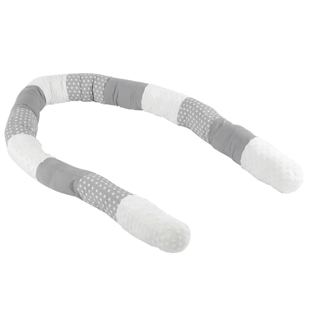 Baby Crib Bumper Cotton Snake Pillow Cushion Soft Infant Bed Protector Fence DecorGray Splicing
