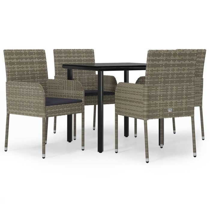 VidaXL Garden Dining Furniture and Cushions 5 Pcs Black and Grey 3185162