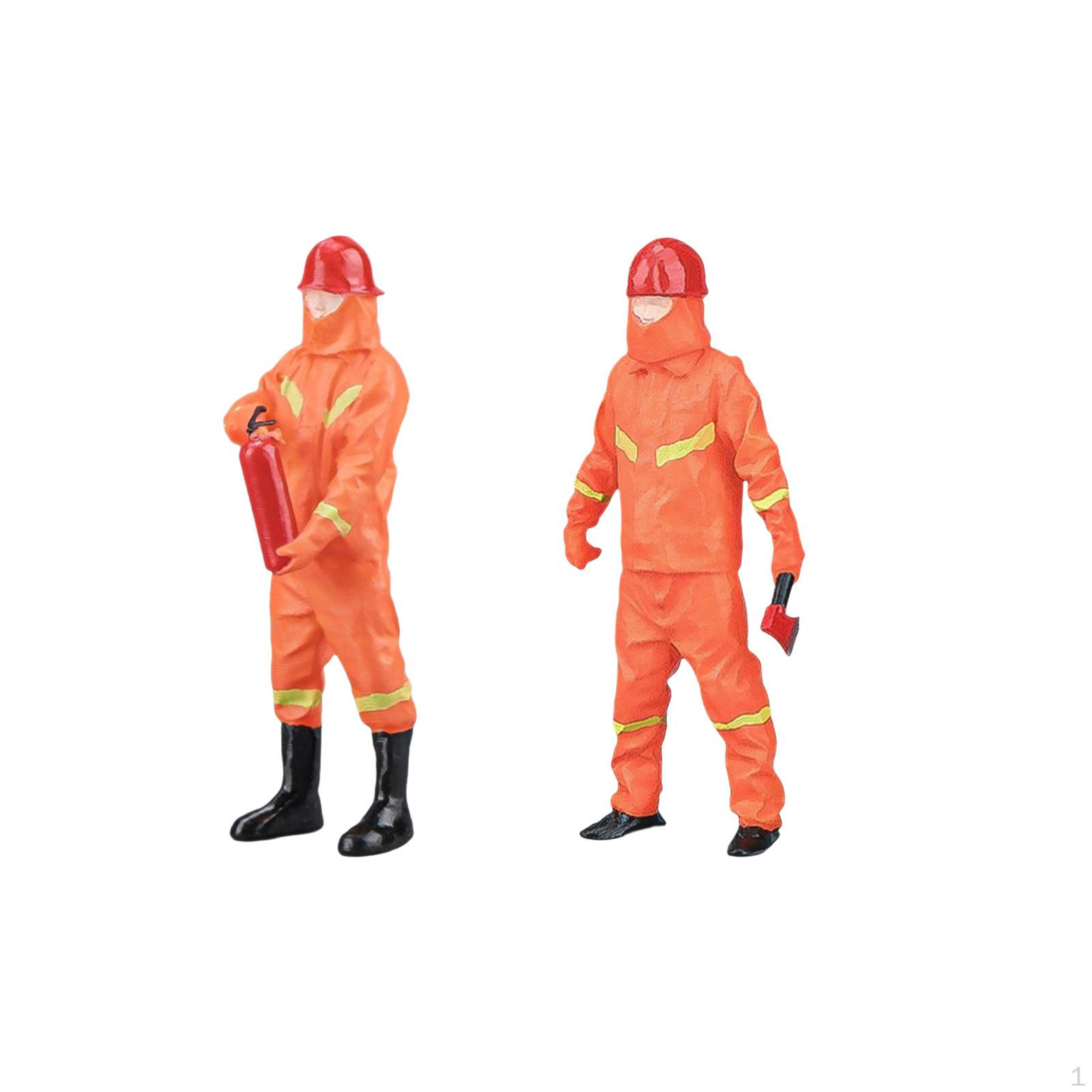 

2 X 1/32 Миниатюрная модель человека, Фигурки пожарных для микроландшафтов