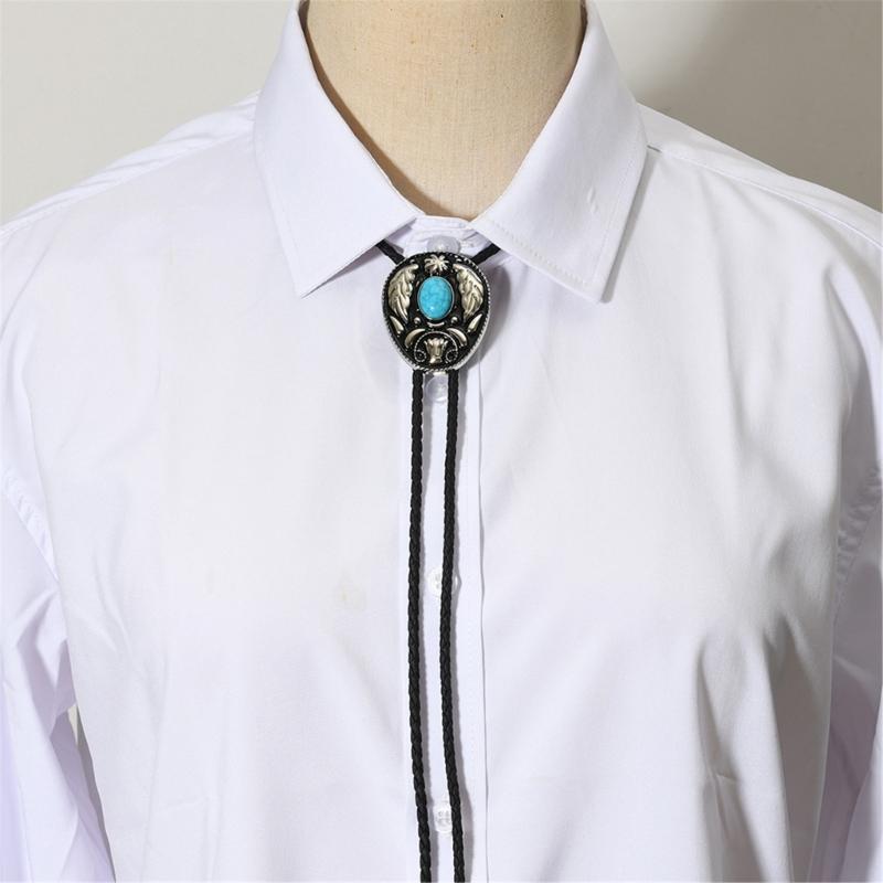 Elegante Bolo-Krawatte mit Steinanhänger Geschnitzte Krawatte Western-Halskette Coole Bolo-Krawatte Western-Cowboy-Kostüm