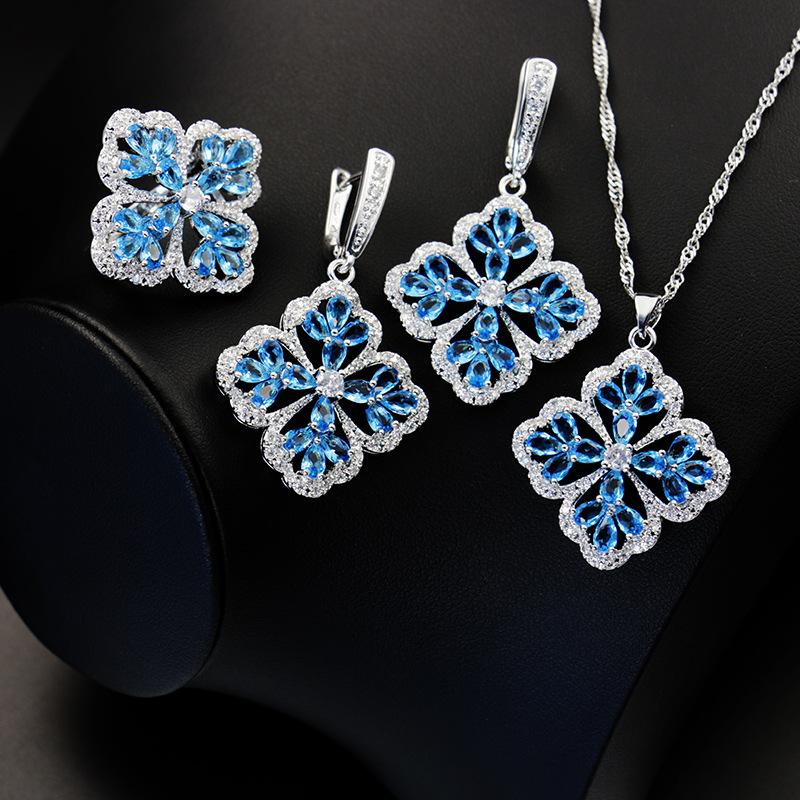 

Комплект украшений из циркона «На удачу» Легкий роскошный стильный модный женский комплект с аксессуарами из циркона качества ААА Size 8 ring three-piece set