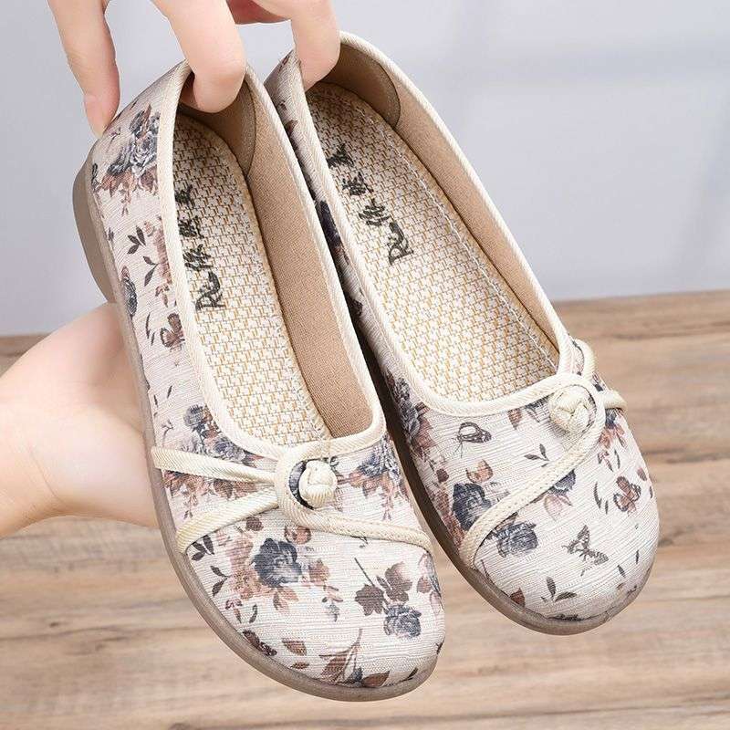 24 spring new old north cloth shoes women's solid color plaid beef tendon sole shallow mouth flat sole single shoes casual and comfortable maternity