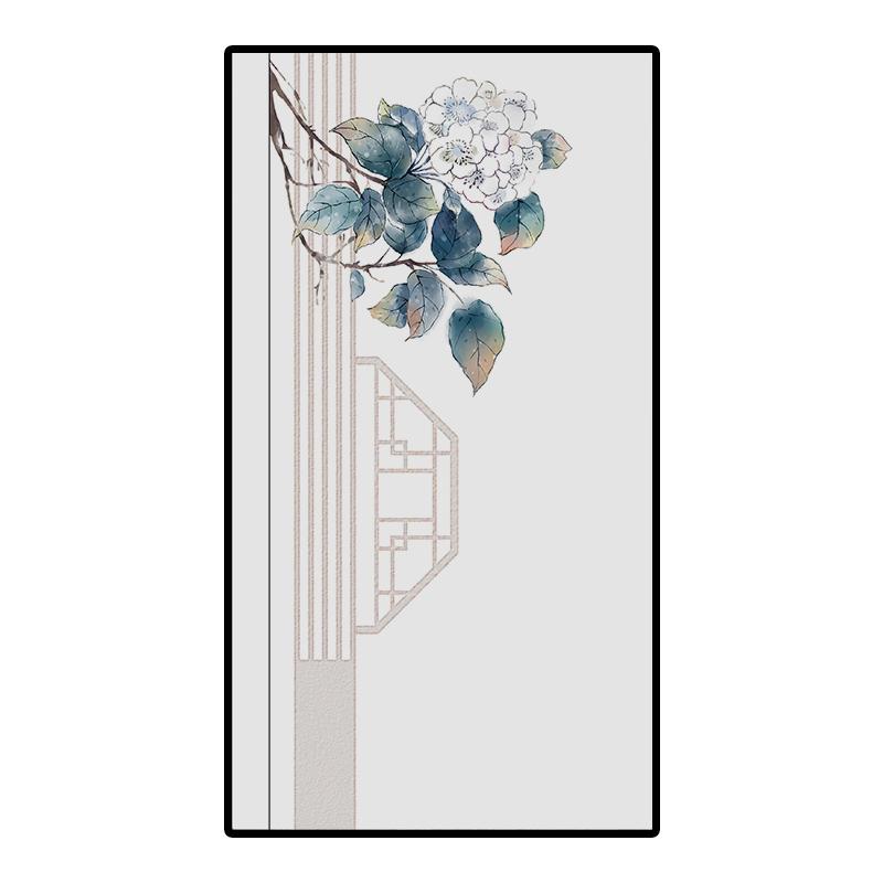 Klassische Landschaft im chinesischen Stil Buntglasfolie Verdunkelnd Selbstklebende Glasaufkleber Statisch haftende Sichtschutz-Fensterfolien