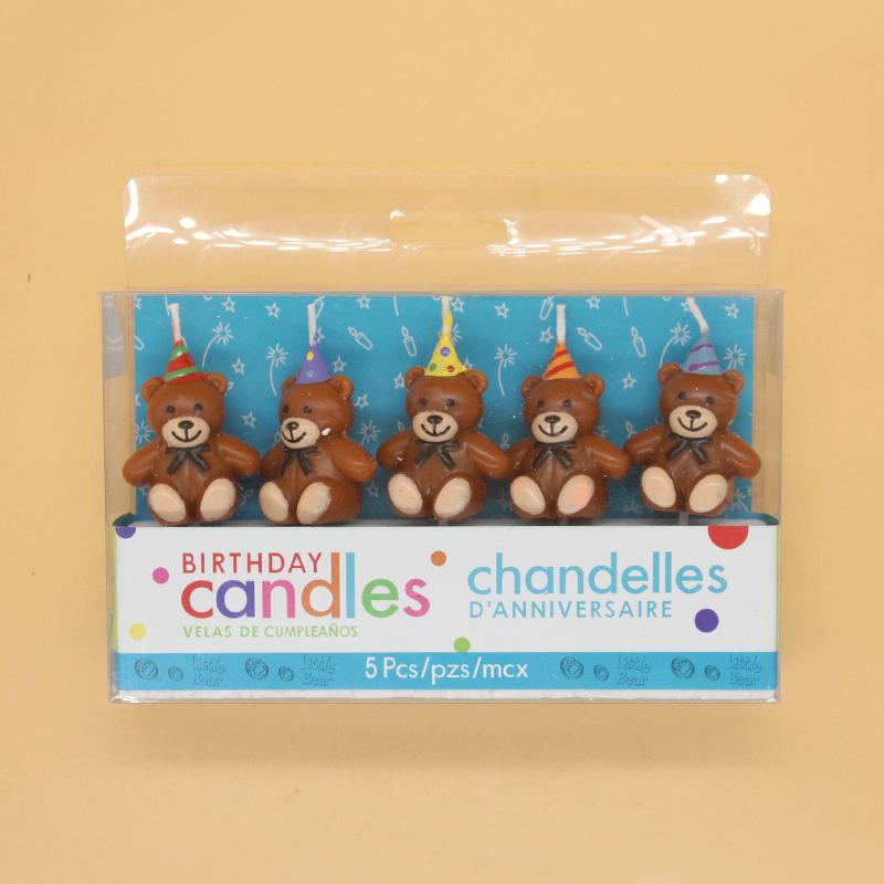 

Ins Retro Color Hat Bear Birthday Candle Creative Children s Holiday Cake Decoration Cartoon Candle AS238-5 Party Bear Candles