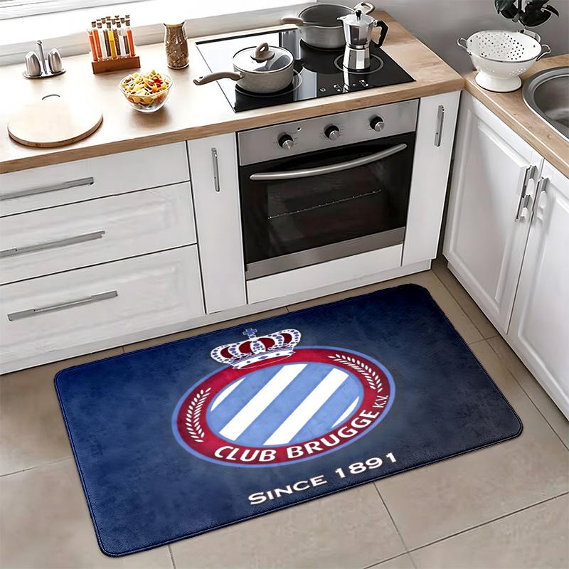 Club Brugge KV Flannel Kitchen Floor Mat Absorbent Non-Slip Soft Standing Mat Washable Comfortable Kitchen Rug for Home Sink Laundry