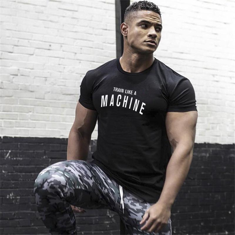 Muscleguys Mens Bodybuilding Slim Fit T-Shirts Summer Cotton Breahtbale Short Sleeve Shirts Gym Fitness Running Sportswear Casual Clothing
