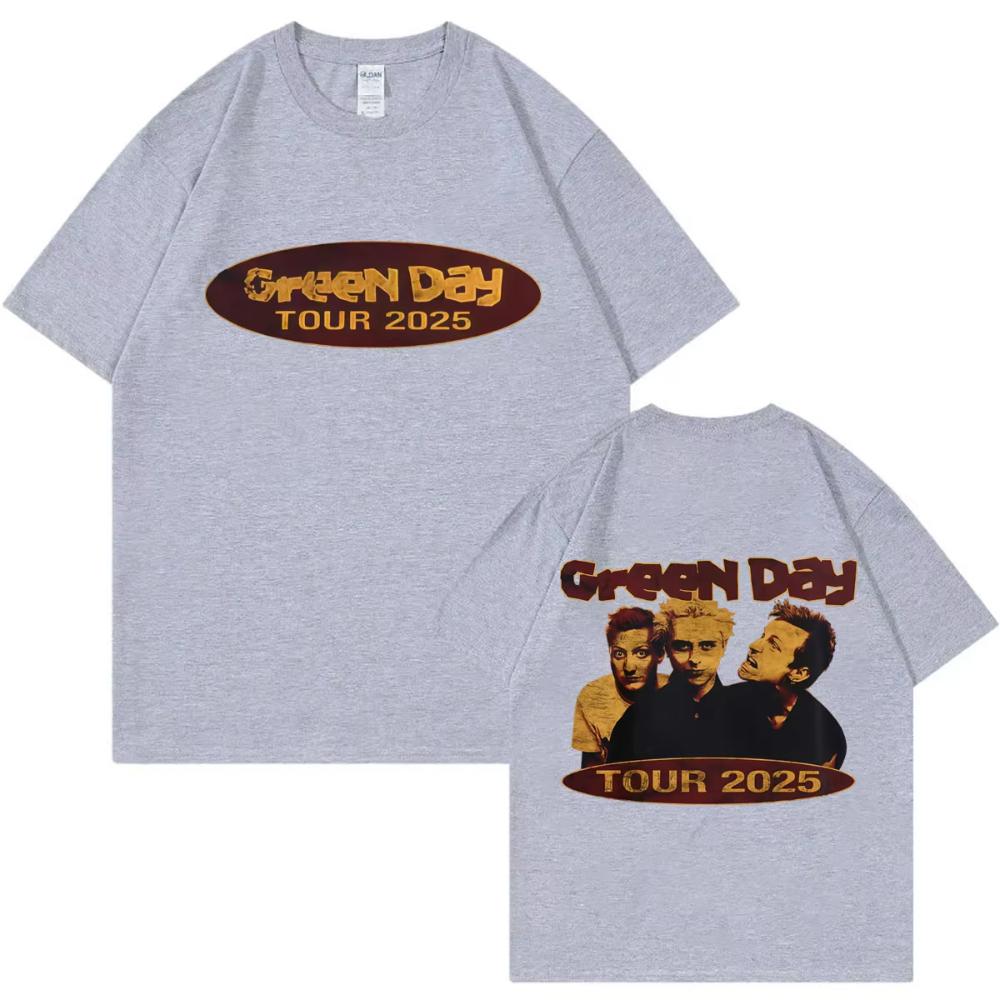 Rock Band Green Day Tour 2025 Graphic T Shirts Fashion Vintage Short Sleeve T-shirts Men Women Casual Cotton T-shirts Streetwear