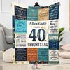 Happy 40th Birthday Celebration Flannel Blanket-Soft and Suitable for Sofas,Beds,Offices,Travel,All Seasons,Great Gift for Holidays and Birthdays.
