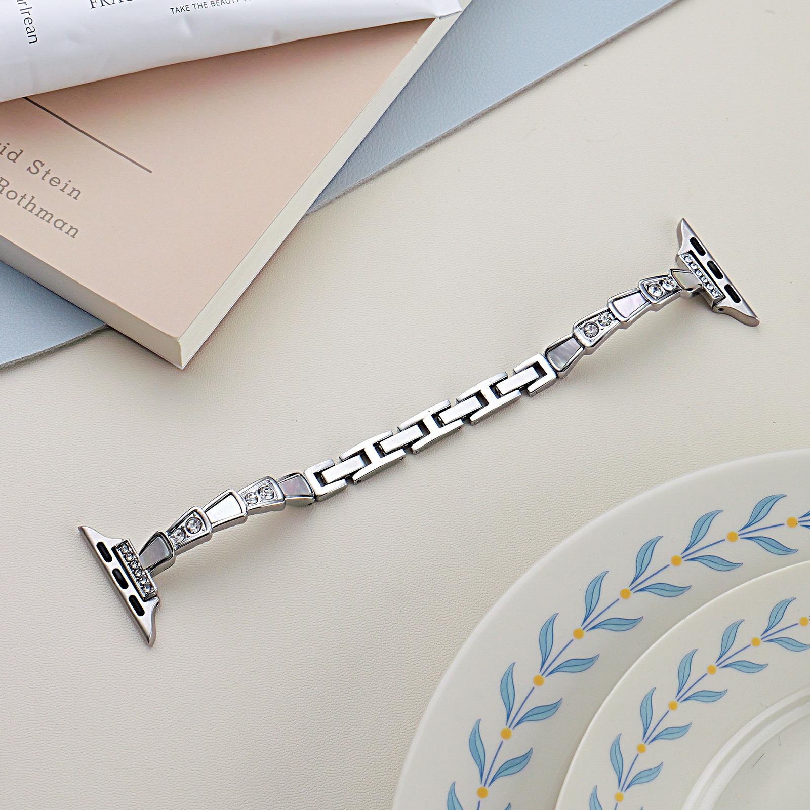 

Suitable for Apple Watch S10 11 42mm Strap 49 45 46 44 41 40 38mm Elegant Women s Strap, Suitable for iWatch Series 987 654SE 14mm no connector срібний